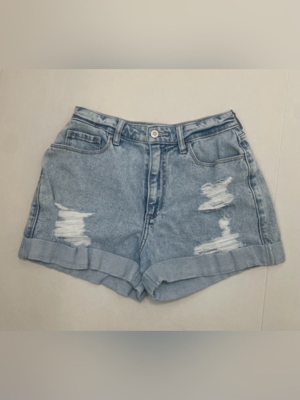 Hollister Light Blue Distressed Cuffed Jean Shorts - Women’s size 5